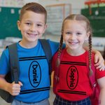 Personalized Multicolor Crayon Design Breathable 100% Cotton Kid Adult T-shirt with Text Halloween Family Outfit Party Gift for Kids Adults Teachers