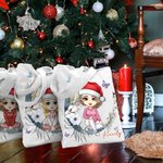 Chapeau de Père Noël Personnalisé Cartoon Crescent Moon Canvas Tote Bag with Name Daily Use Christmas Birthday Gift for Woman Girl