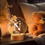 Personalized Cute Animal Dog Cat LED Night Light with Name and Wooden Base Nursery Decor Birthday Gift for Kids Pet Lovers