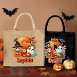Personalisierte Halloween Cartoon Charakter Geist Kürbis erste große Tragetasche mit Namen Halloween Party Geschenk für Kinder