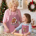 Personalized Christmas Penguin Biscuit Initial Kid Adult Baking Apron with Name and Front Pocket Birthday Christmas Gift for Kids Family