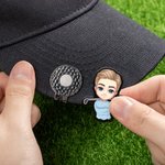 Personlig tecknad golffigur med magnetisk kepsklämma som födelsedagspresent eller tävlingsgåva för golfare