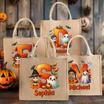 Personalisierte Halloween Cartoon Charakter Geist Kürbis erste große Tragetasche mit Namen Halloween Party Geschenk für Kinder