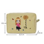 Borsa da trucco personalizzata con fiore di nascita e personaggio multicolore a righe con nome e cerniera perfetta per viaggi regalo per donne