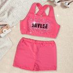 Personalised Rhinestone Glitter Name Kid's Sports Waistcoat Set Daily Training Competition Day Gift for Cheerleaders Girls