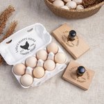 Personlig Hen Silhouette Egg Safe Egg Stamp Kartongstämpel med bläck av livsmedelskvalitet Text och låda Födelsedagspresent till familjen Farmer Breeder