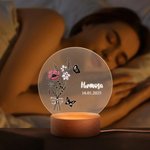 Veilleuse LED Acrylique Personnalisée avec Fleur de Naissance et Nom Décoration Maison Cadeau d’Anniversaire Fête des Mères pour Femme