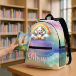 Personalized Rainbow Koala Monkey Animal School Bag with Name Back to School Birthday Gift for Kids Teenagers