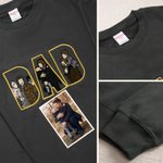 Personalised Embroidered Dad Mom 3 Photos Soft T-shirt Sweatshirt Hoodie Daily Wear Birthday Anniversary Gift for Parents