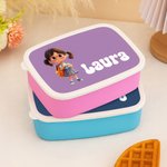 Fiambrera personalizada multicolor con personaje de dibujos animados y nombre regalo de cumpleaños o vuelta al cole para niños