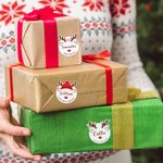 Personalized Cute Christmas Reindeer Waterproof Stickers Labels with Name and Text Gift Decor Christmas Festival Party Favors for Family Friends
