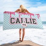 Personalized Baseball Ice Cream Drip Quick Dry Oversized Microfiber Beach Towel with Name and Number Team Holiday Birthday Gift for Baseball Players