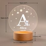 Personalized Cute Animal Dog Cat LED Night Light with Name and Wooden Base Nursery Decor Birthday Gift for Kids Pet Lovers