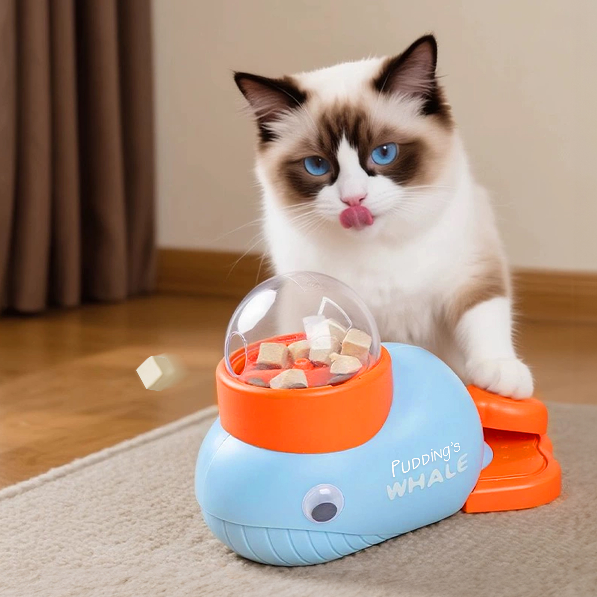 Distributeur de friandises interactif pour chien avec nom et 3 ports d'alimentation différents Cadeau d'anniversaire pour l'amoureux des animaux de compagnie