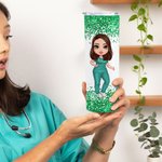 Personalised Cartoon Doctor Nurse Character Name Insulated 20 oz Skinny Tumbler with Straw and Lid Nurse Week Appreciation Gift for Medical Staff