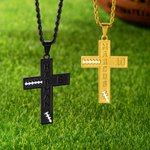 Personalized Baseball Softball Basketball Soccer Cross Necklace with Name Number Text Game Day Birthday Gift for Sports Lovers