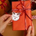 Personalized Cute Christmas Reindeer Waterproof Stickers Labels with Name and Text Gift Decor Christmas Festival Party Favors for Family Friends