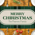 Personalized Merry Christmas Green Red Plaid Table Runner with Text Home Decor Housewarming Christmas Festival Party Favors Gift for Family Friend