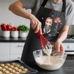 Personalised Birth Flower Cartoon Character Kid Adult Baking Apron with Name and Front Pocket Birthday Gift for Kids Family