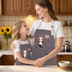 Personalised Birth Flower Cartoon Character Kid Adult Baking Apron with Name and Front Pocket Birthday Gift for Kids Family