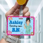 Personalized Nurse Cartoon Characters ID Badge Buddy with Name Title Text Hospital Accessories Appreciation Gift for Women Medical Staff