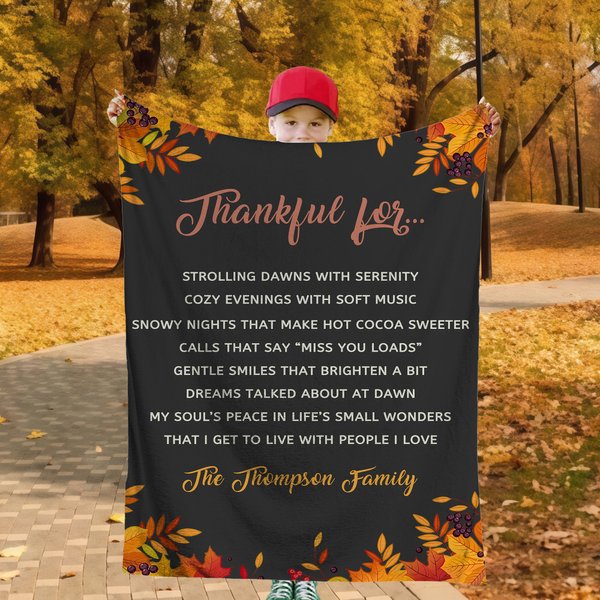 Personalized Thanksgiving Text Design Soft Throw Blanket with 5-8 Texts Home Decor Teacher's Day Thanksgiving Gift for Friend Family Teacher