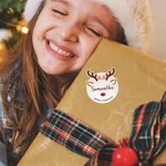 Personalized Cute Christmas Reindeer Waterproof Stickers Labels with Name and Text Gift Decor Christmas Festival Party Favors for Family Friends