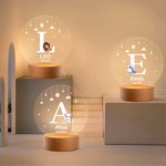 Personalized Cute Animal Dog Cat LED Night Light with Name and Wooden Base Nursery Decor Birthday Gift for Kids Pet Lovers