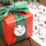 Personalized Cute Christmas Reindeer Waterproof Stickers Labels with Name and Text Gift Decor Christmas Festival Party Favors for Family Friends