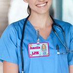 Personalized Nurse Cartoon Characters ID Badge Buddy with Name Title Text Hospital Accessories Appreciation Gift for Women Medical Staff