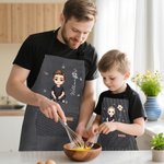 Personalised Birth Flower Cartoon Character Kid Adult Baking Apron with Name and Front Pocket Birthday Gift for Kids Family