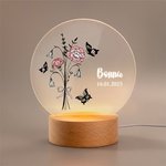 Veilleuse LED Acrylique Personnalisée avec Fleur de Naissance et Nom Décoration Maison Cadeau d’Anniversaire Fête des Mères pour Femme