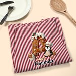 Personalized Christmas Penguin Biscuit Initial Kid Adult Baking Apron with Name and Front Pocket Birthday Christmas Gift for Kids Family