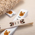 Personalized Cartoon Pet Photo Cotton Sewing Label with Name Set of 10 Knitwear Accessory Gift for Knitting DIY Craft Pet Lovers