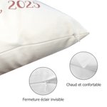 Housse d'Oreiller Personnalisée avec Nom Date Texte et Motif Lapin Ours Dormant Animal Doux Décoration d'Intérieur Cadeau d'Anniversaire pour Enfants