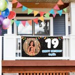 Personalised Flags Ribbons Photo Birthday Banner with Age and Name Party Decor Birthday Gift for Friends Family
