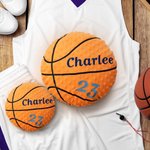 Personalized Embroidered Name Number Soft Throw Basketball Pillow Birthday Senior Night Team Gift for Kids Basketball Players Lovers