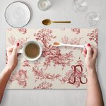 Tovaglietta personalizzata in stile vintage con stampa francese Toile de Jouy nome e iniziale decor per tavola regalo di nozze per famiglia