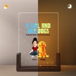 Personalizada Una chica y sus perros tienen un lazo inquebrantable Luz de noche LED acrílica con base de madera Decoración del hogar Regalo de cumpleaños para dueños amantes de los perros