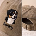 Personalized Embroidered 1-3 Pet Photos 100% Cotton Baseball Cap with Name Birthday Holiday Gift for Dog Dad Mom Pet Lover