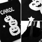 Personalized Glow-In-The-Dark Bat Cat Pumpkin Spider Canvas Candy Bag with Name Reusable Accessories Halloween Gift for Kids Family Friends