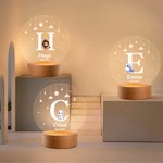 Veilleuse LED Personnalisée avec Nom Initiale et Motif d'Animal Décoration de Chambre Lumières Douces Cadeau Anniversaire pour Enfant