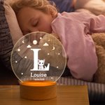Veilleuse LED Personnalisée avec Nom Initiale et Motif d'Animal Décoration de Chambre Lumières Douces Cadeau Anniversaire pour Enfant