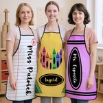 Personalized Funny Crayon Ruler Design Adjustable Apron with Text Appreciation Birthday Gift for Teacher