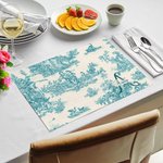Tovaglietta personalizzata in stile vintage con stampa francese Toile de Jouy nome e iniziale decor per tavola regalo di nozze per famiglia