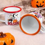 Personalized Moon Pumpkin Halloween Cartoon Character 12 oz Enamel Cup with Name Halloween Party Gift for Boys Girls