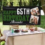 Personalized Multicolor Happy Birthday Banner with 2 Photos and Name Home Decor Birthday Gift for Friends Family