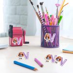 Adesivi impermeabili personalizzati con personaggio iniziale e nome contorno ritagliato regalo di compleanno o ritorno a scuola per ragazzi