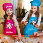 Grembiule personalizzato per bambini con nome cappello da chef regolabile e disegno animale carino regalo ideale per compleanni e attività creative