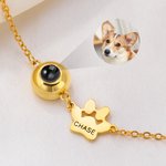 Braccialetto personalizzato con stampa a zampa e proiezione di foto con 1-5 nomi Gioielli raffinati Regalo di compleanno per il giorno dell'animale domestico per le donne che amano gli animali domesti